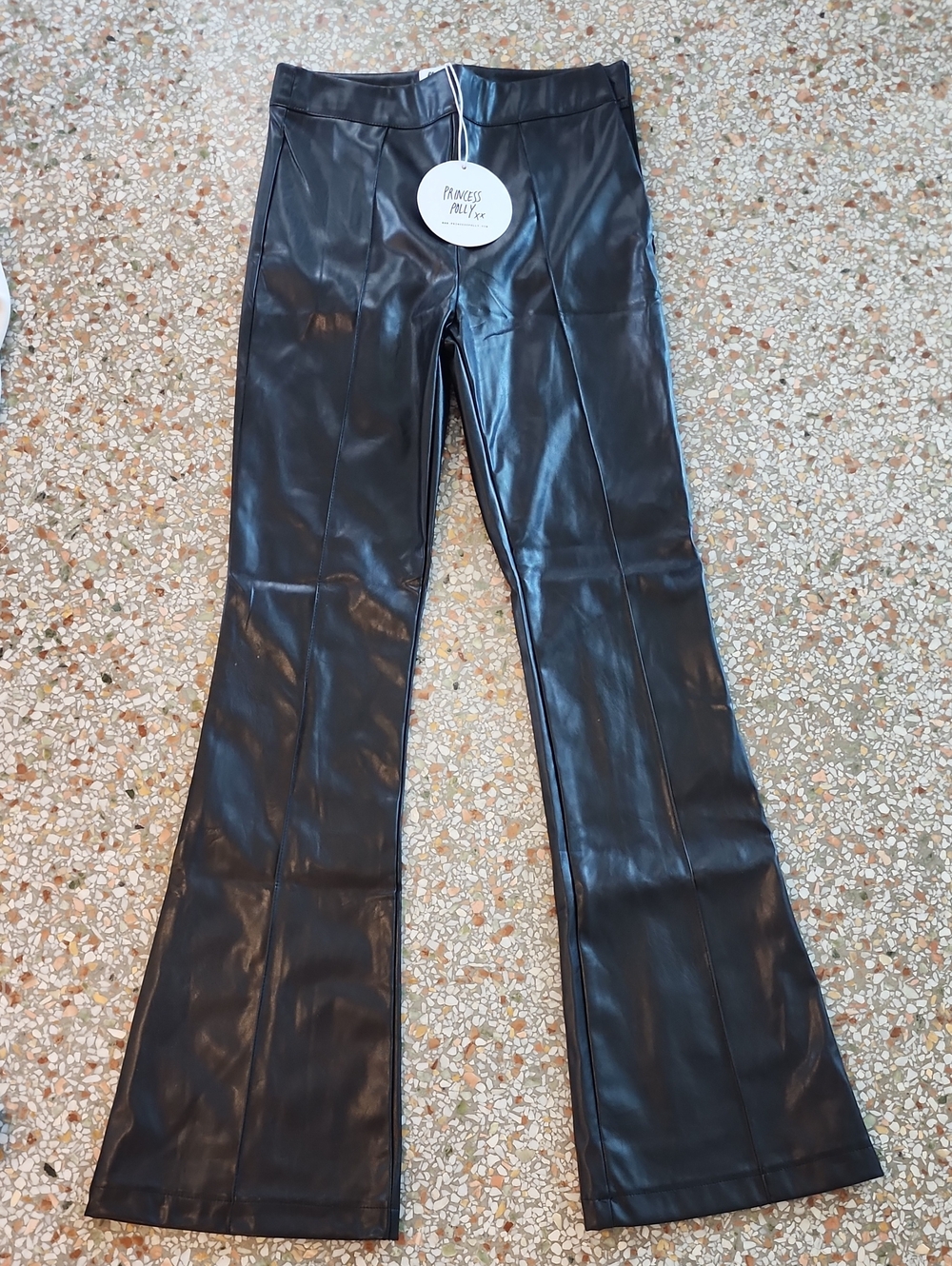 Princess Polly Black Faux Leather Flared Pants New